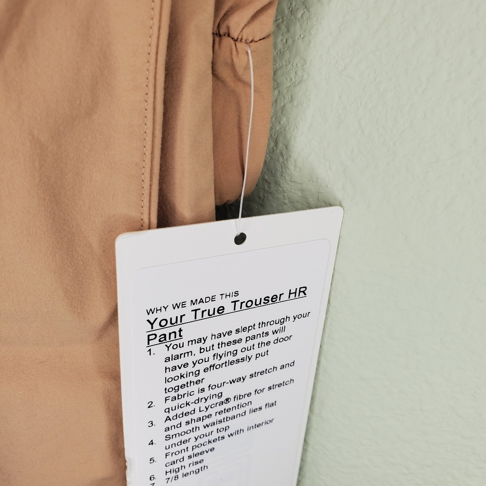 Nwt lululemon your true trouser size 4 8 BCHW beechwood brown tan - Picture 4 of 7